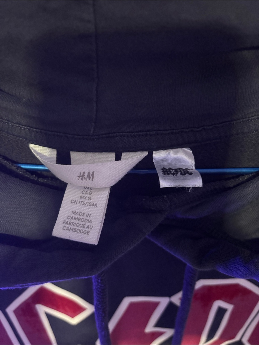 H&M Black Hoodie with Red AC/DC Graphic - Picture 2 of 3